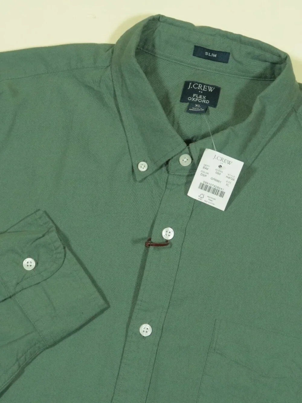 J Crew Flex Oxford Shirt Mens XL Green OCBD Long Sleeve Button Down New